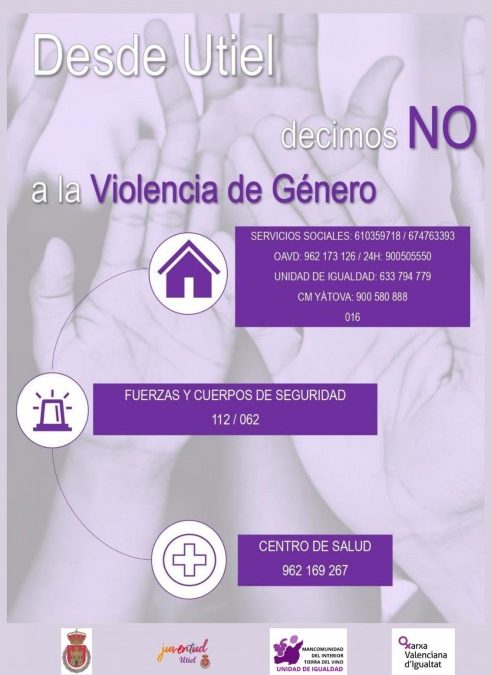 La campaña “Desde Utiel decimos NO a la Violencia de Género” implica a agentes sociales y jóvenes del municipio 