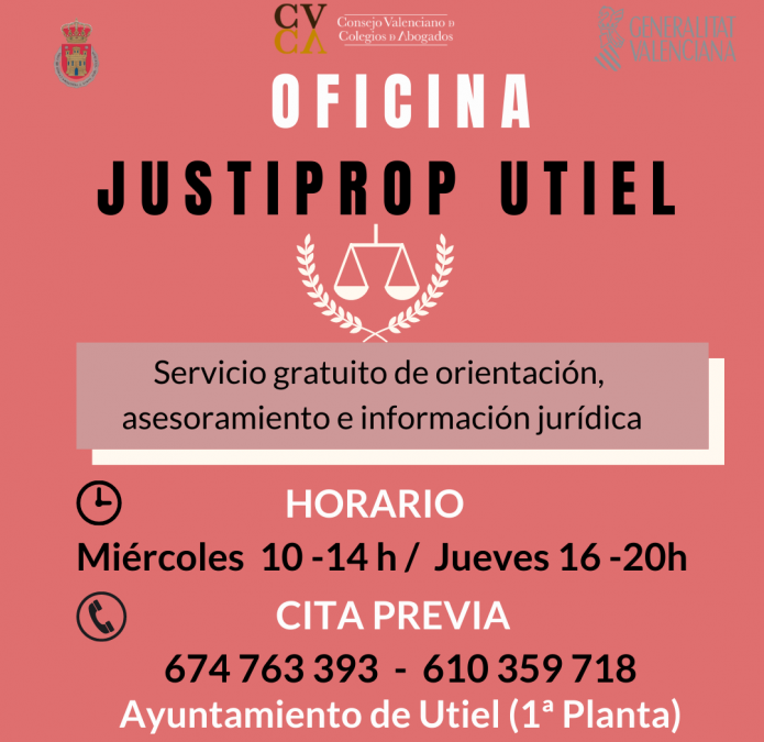 Oficina JUSTIPROP Utiel: Servicio de asesoramiento jurídico  gratuito