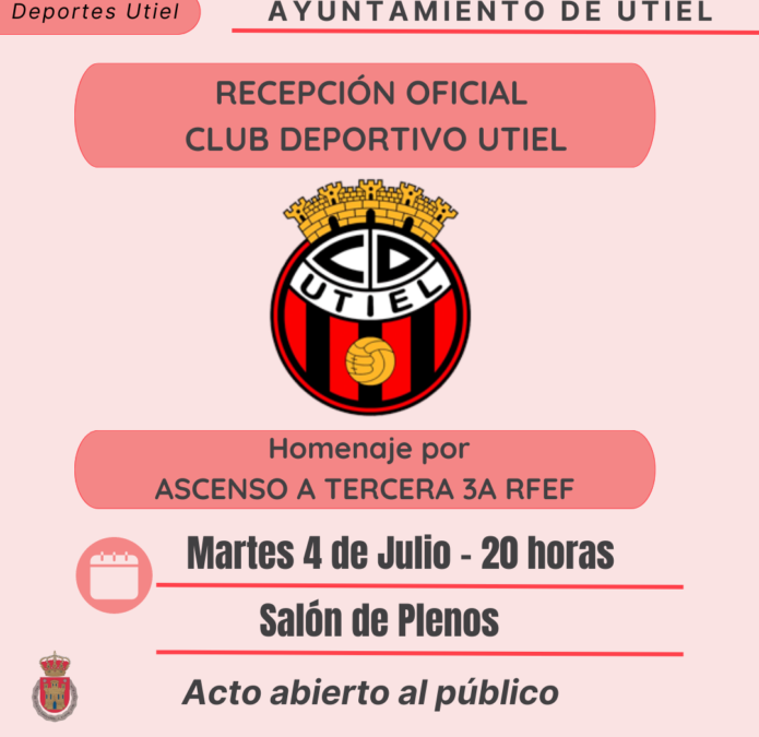Recepción oficial al Club Deportivo Utiel por su ascenso a Tercera