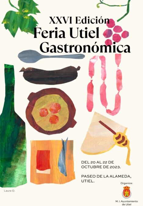 El cartel “Abstracción cabezona” de Laura Ortiz Hernández, anunciará la XXVI Feria Utiel Gastronómica 
